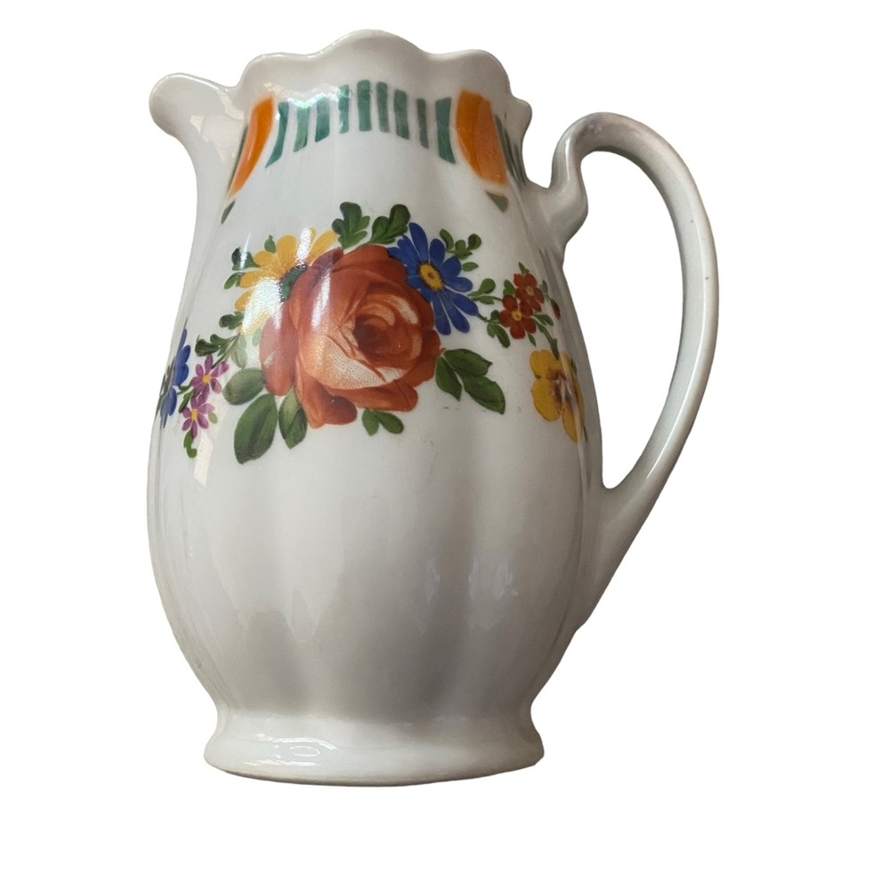 Vintage Kahla Porcelain Creamer Germany Flowers and Bird Numbered, Germany